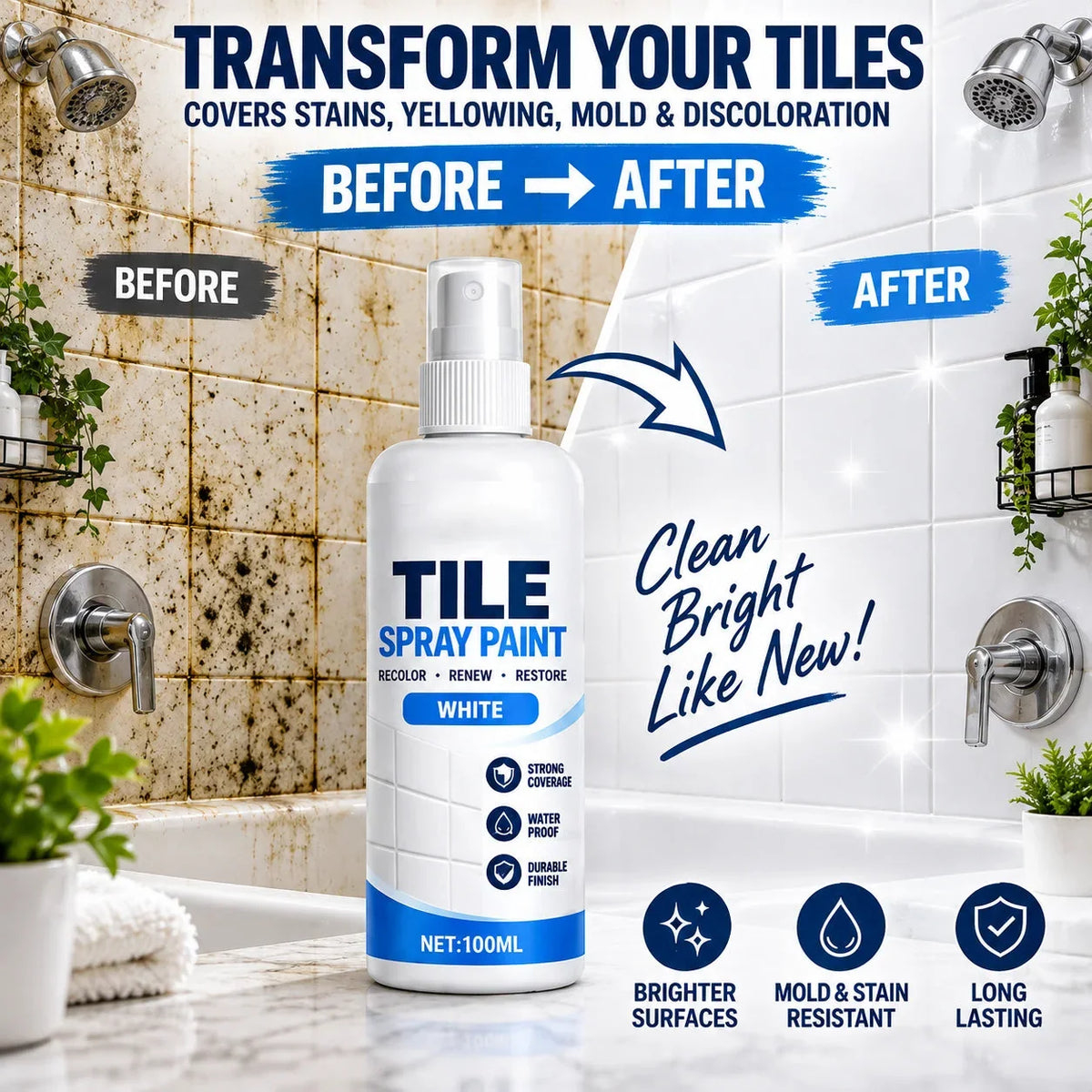 🎨 Tile Renewal Spray Paint |Refresh Compatible Tile & Household Surfaces