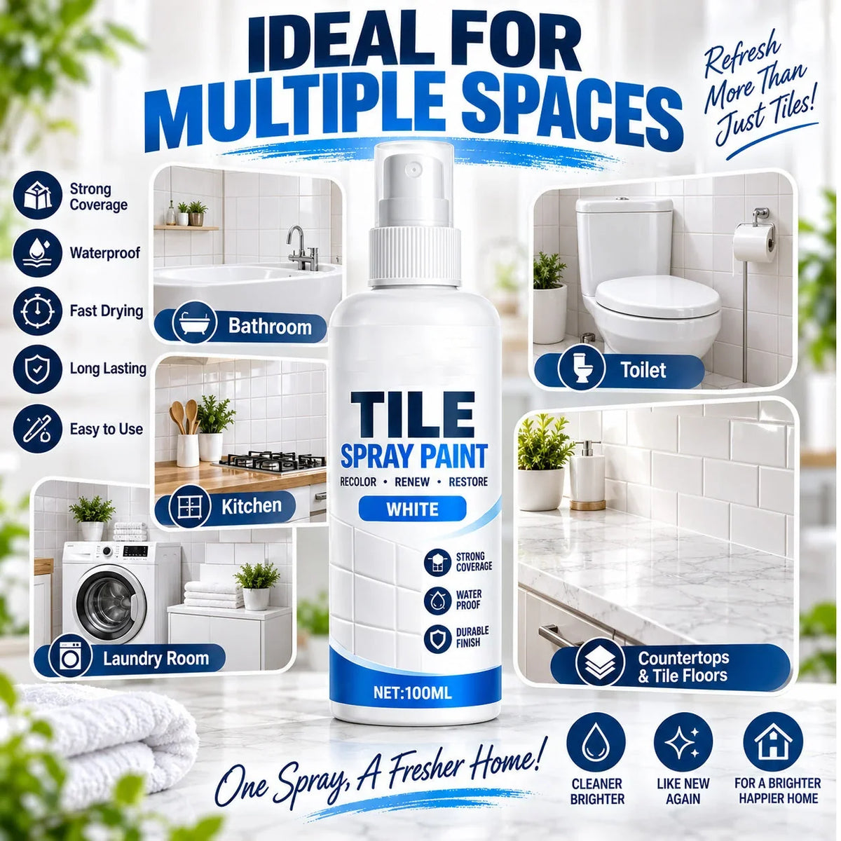 🎨 Tile Renewal Spray Paint |Refresh Compatible Tile & Household Surfaces