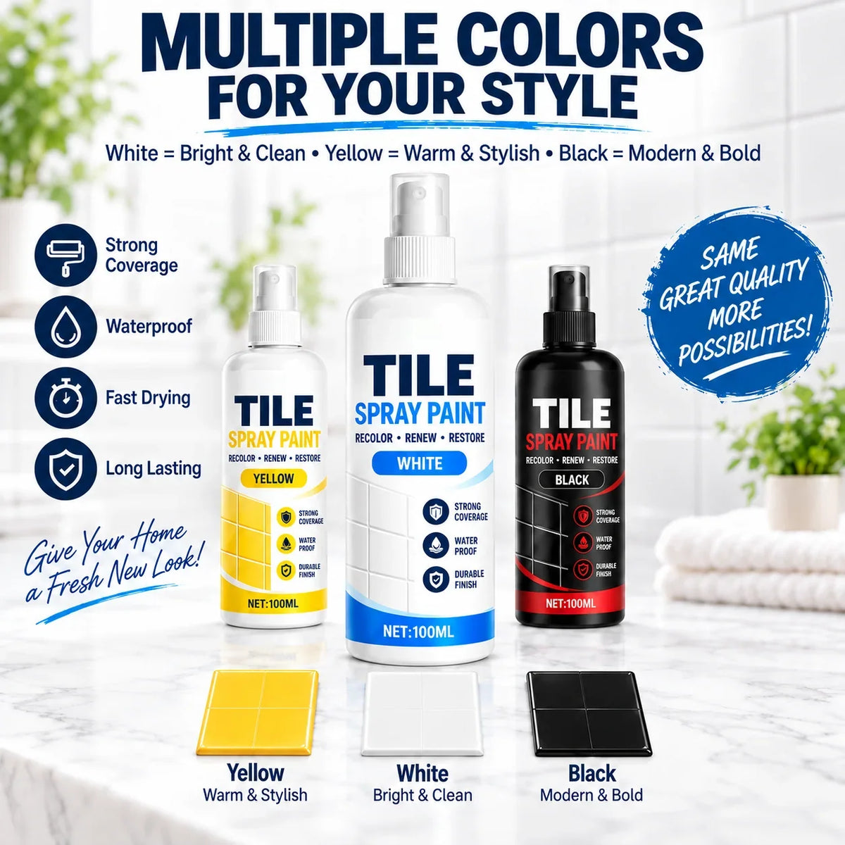 🎨 Tile Renewal Spray Paint |Refresh Compatible Tile & Household Surfaces