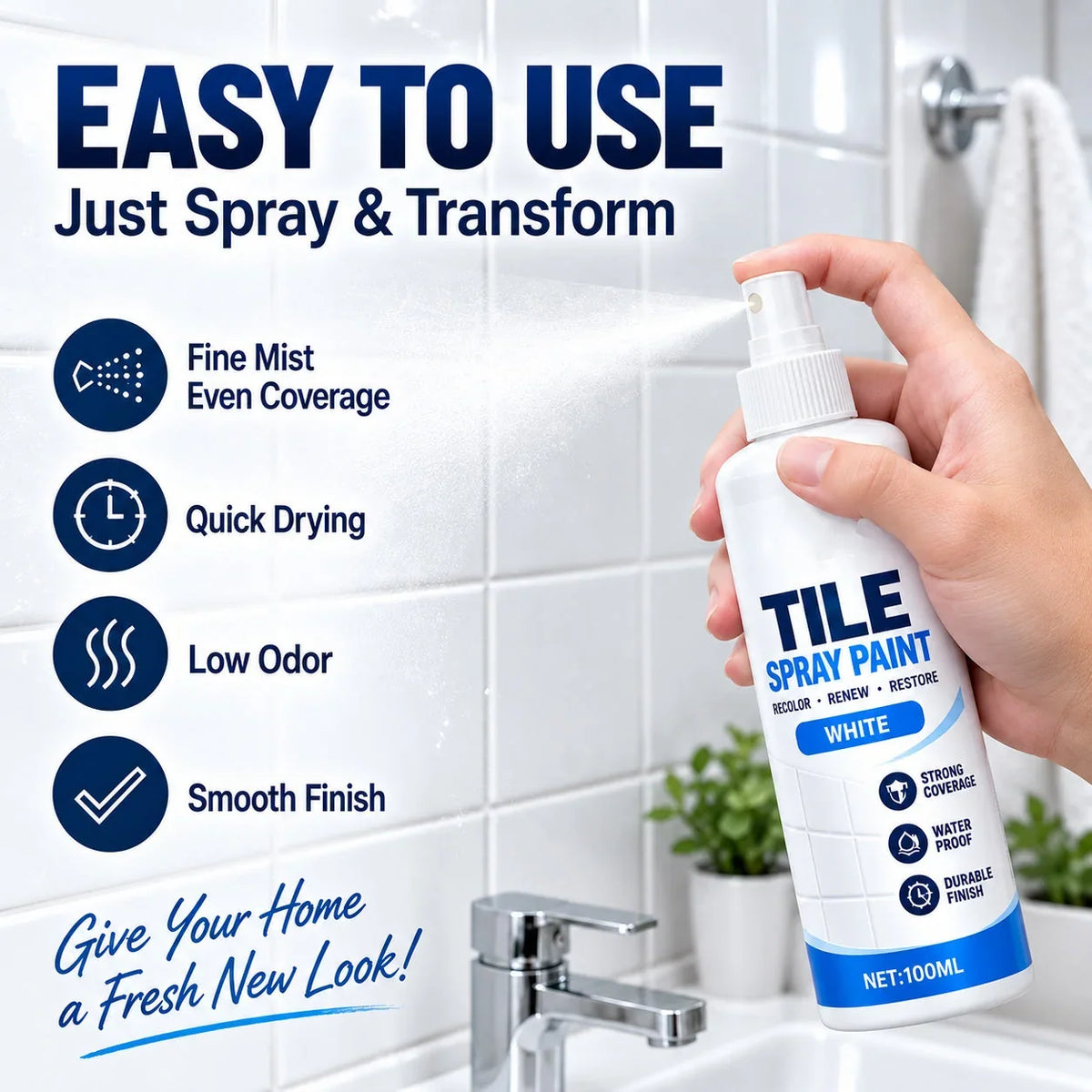 🎨 Tile Renewal Spray Paint |Refresh Compatible Tile & Household Surfaces