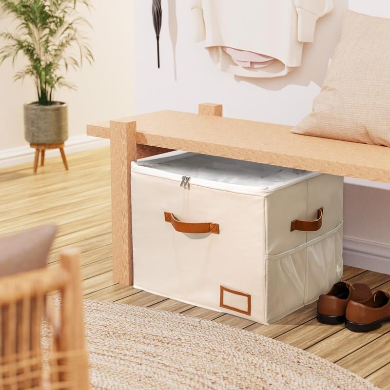 👟Space-Saving Fabric Shoe Storage Box with Clear Lid