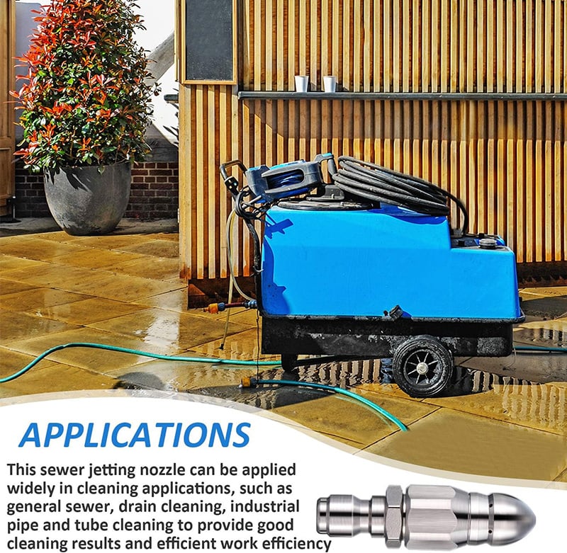 💥Heavy-Duty Stainless Sewer Jet Nozzle Kit, Quick Disconnect Pressure Washer Attachment for Home & Commercial Drains