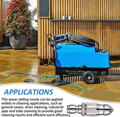 💥Heavy-Duty Stainless Sewer Jet Nozzle Kit, Quick Disconnect Pressure Washer Attachment for Home & Commercial Drains