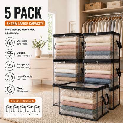 💥Final 24 Hours 50%OFF💥 See‑Through Stackable Storage Bags, Declutter Your Home In No Time 🏠