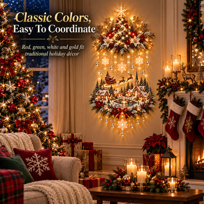🎄 Magical Christmas Tree & Village Wall Light ✨ Cascading Warm Holiday Glow