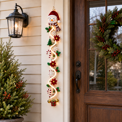 🎅Santa Claus Christmas Hanging Light | 🍭Spiral Candy Cane LED Doorway Decoration