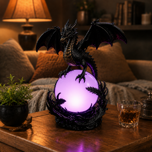🔥Free Shipping🔮 Gothic Dragon LED Crystal Ball Lamp — Dark Aesthetic Decor