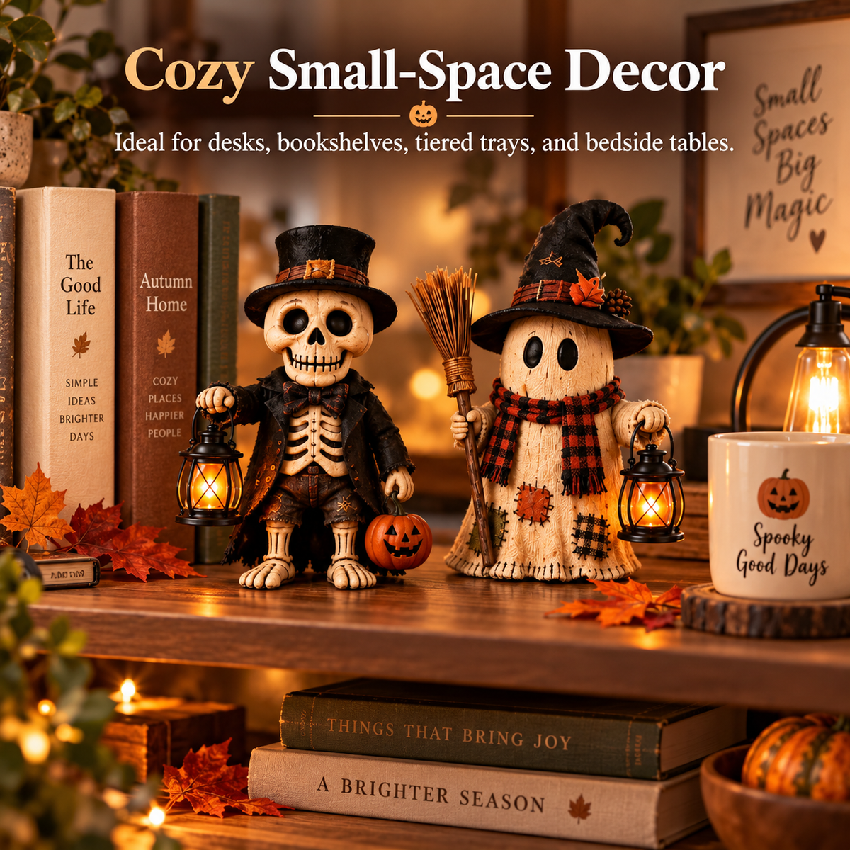 🎃 Halloween Monster Lantern Figurines – 5 Cozy Spooky Styles