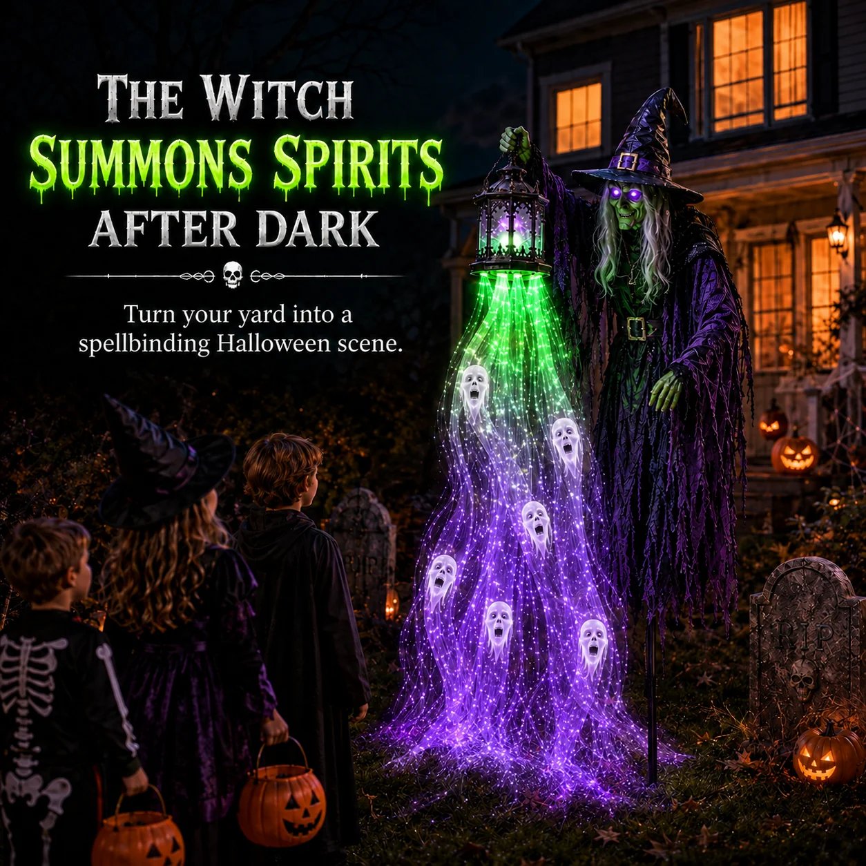 🔥49% OFF Today  🎁💀 Halloween Haunted Yard Lights – Solar Spirit Character Collection👻