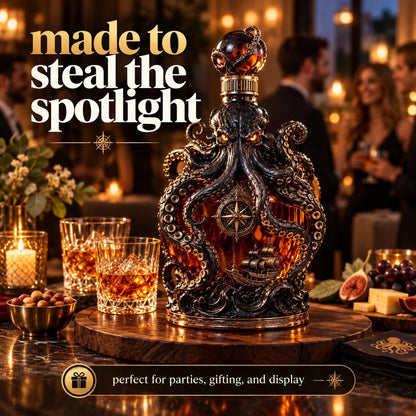 🐙 Kraken-Inspired Whiskey Decanter – Sculpted Nautical Display Bottle