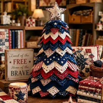 🔥 Last Day 50% OFF 🎄 Americana Christmas Tree Quilt Kit ✨ Easy DIY Holiday Decor