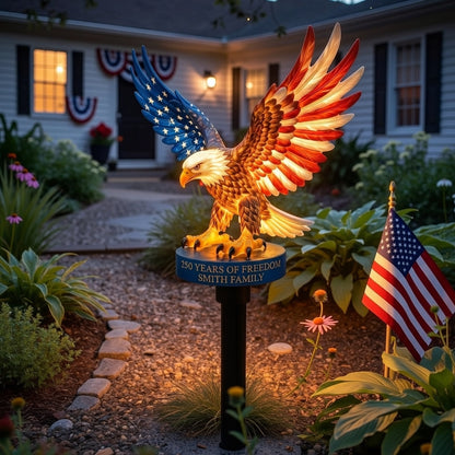 🔥48% OFF Custom Engraved Bald Eagle Solar Yard Lamp✨ American Freedom Statue