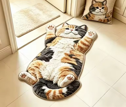 🐱Chubby Tabby Cat Shaped Rug – Soft Cat Lover Home Decor