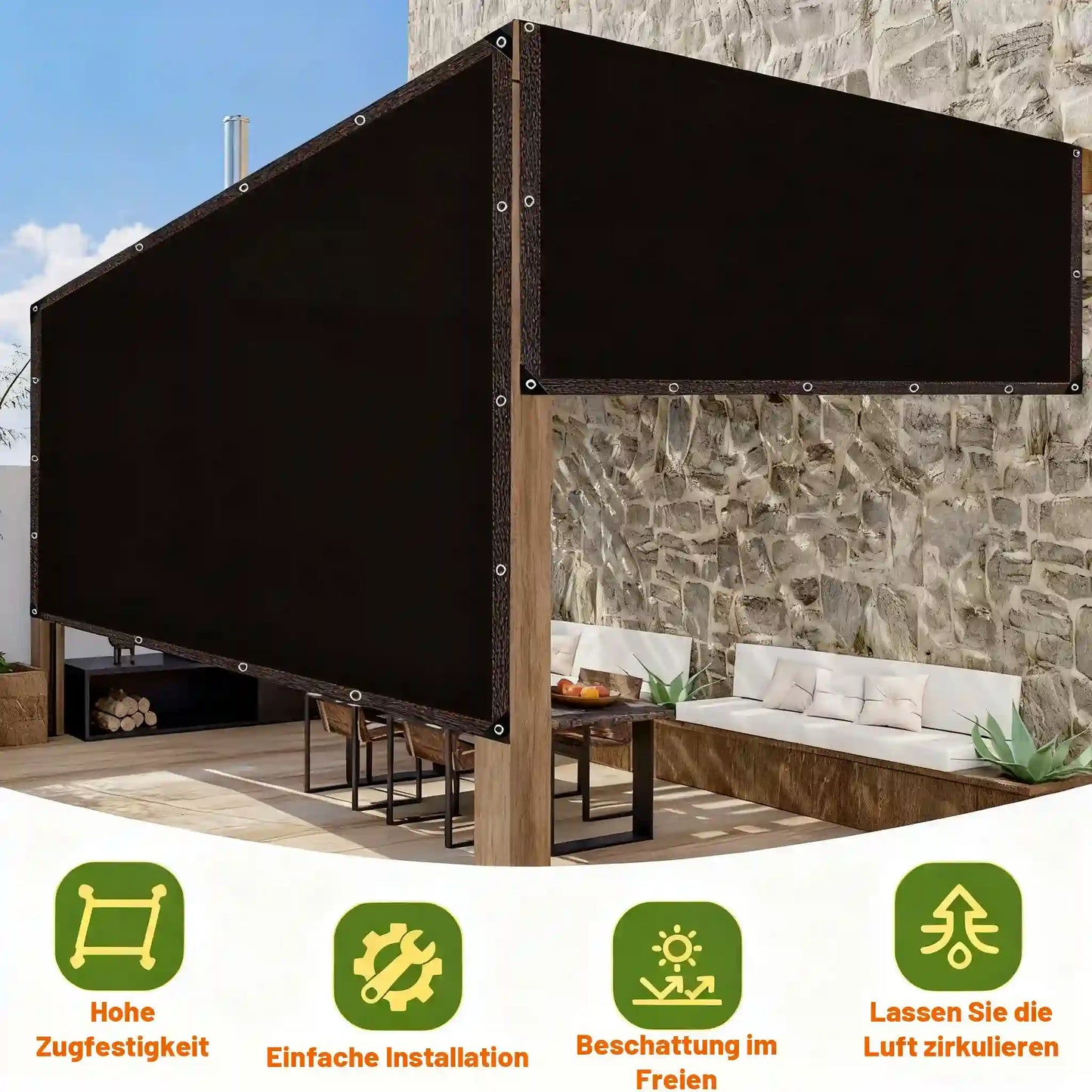 🎁Heavy‑Duty Sunblock Shade Cloth, Breathable Outdoor Shade Fabric for Patio, Garden, Backyard, Create Cool Comfortable Shaded Space