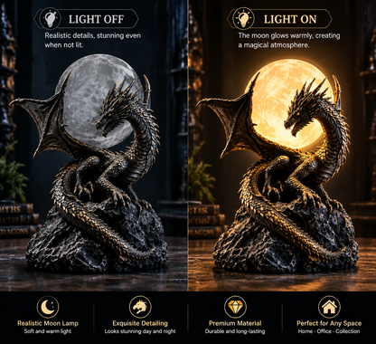 🐉 Gothic Dragon Moon Lamp – Glowing Fantasy Statue