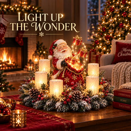 🎄 Lighted Christmas Centerpiece with Warm Flameless Candle Glow – 5 Festive De