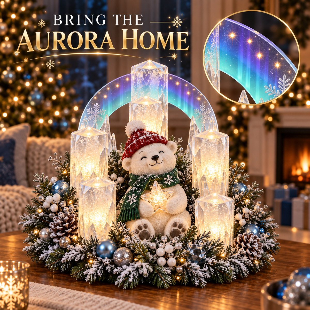 🎄 Lighted Christmas Centerpiece with Warm Flameless Candle Glow – 5 Festive De