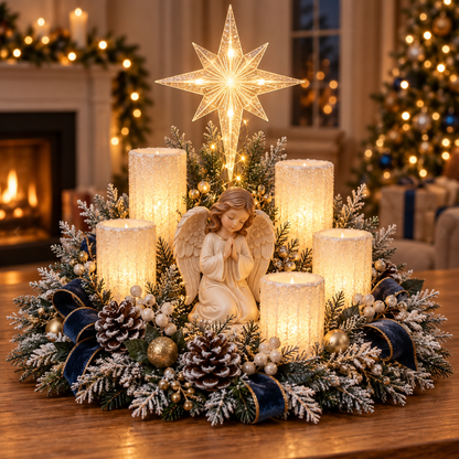 🎄 Lighted Christmas Centerpiece with Warm Flameless Candle Glow – 5 Festive De