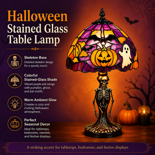 🎃 Tiffany-Style Halloween Lamp 👻 Spooky Glow for Any Room
