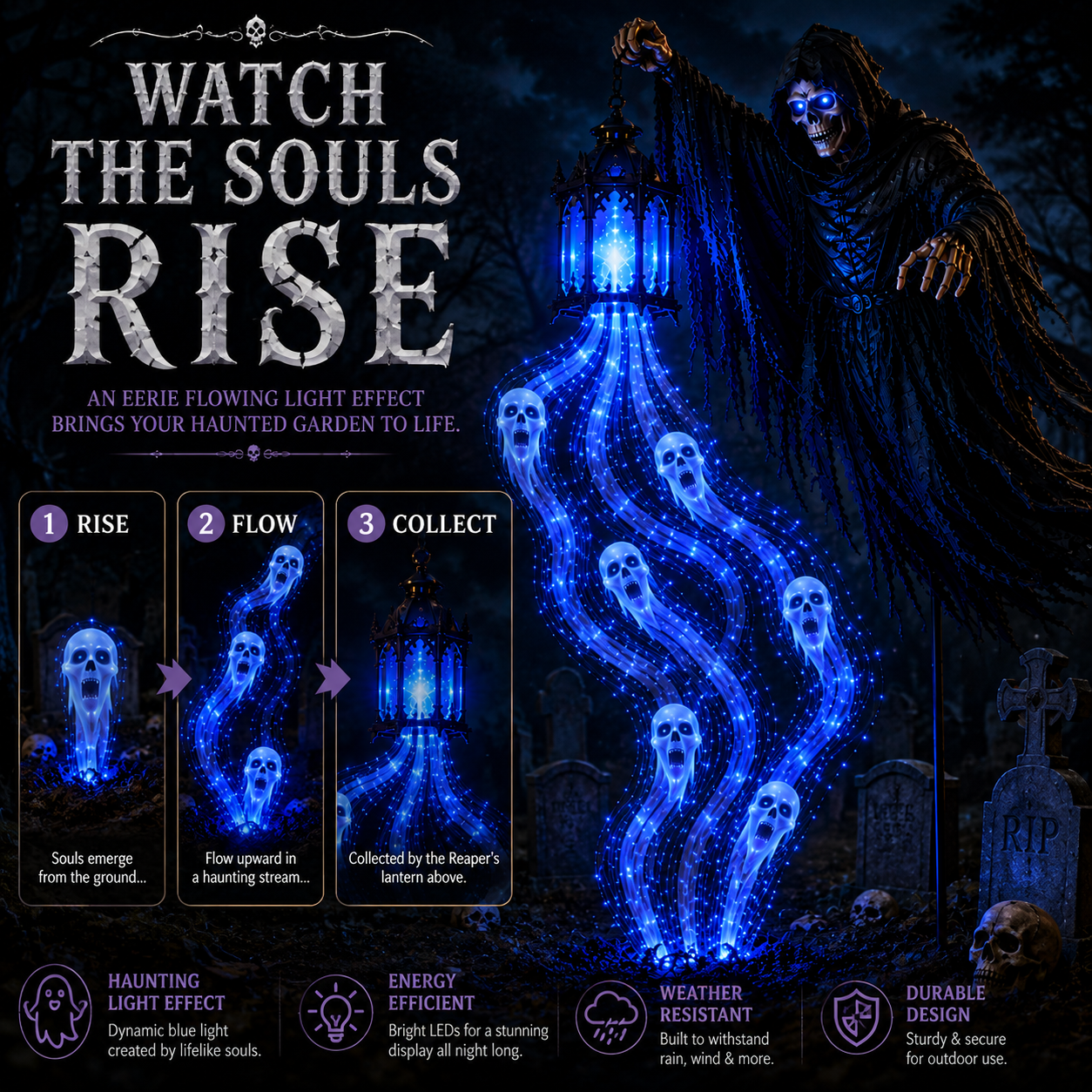 ✨Today 49% OFF💀Halloween Soul Harvester Animated Garden Light🏚️