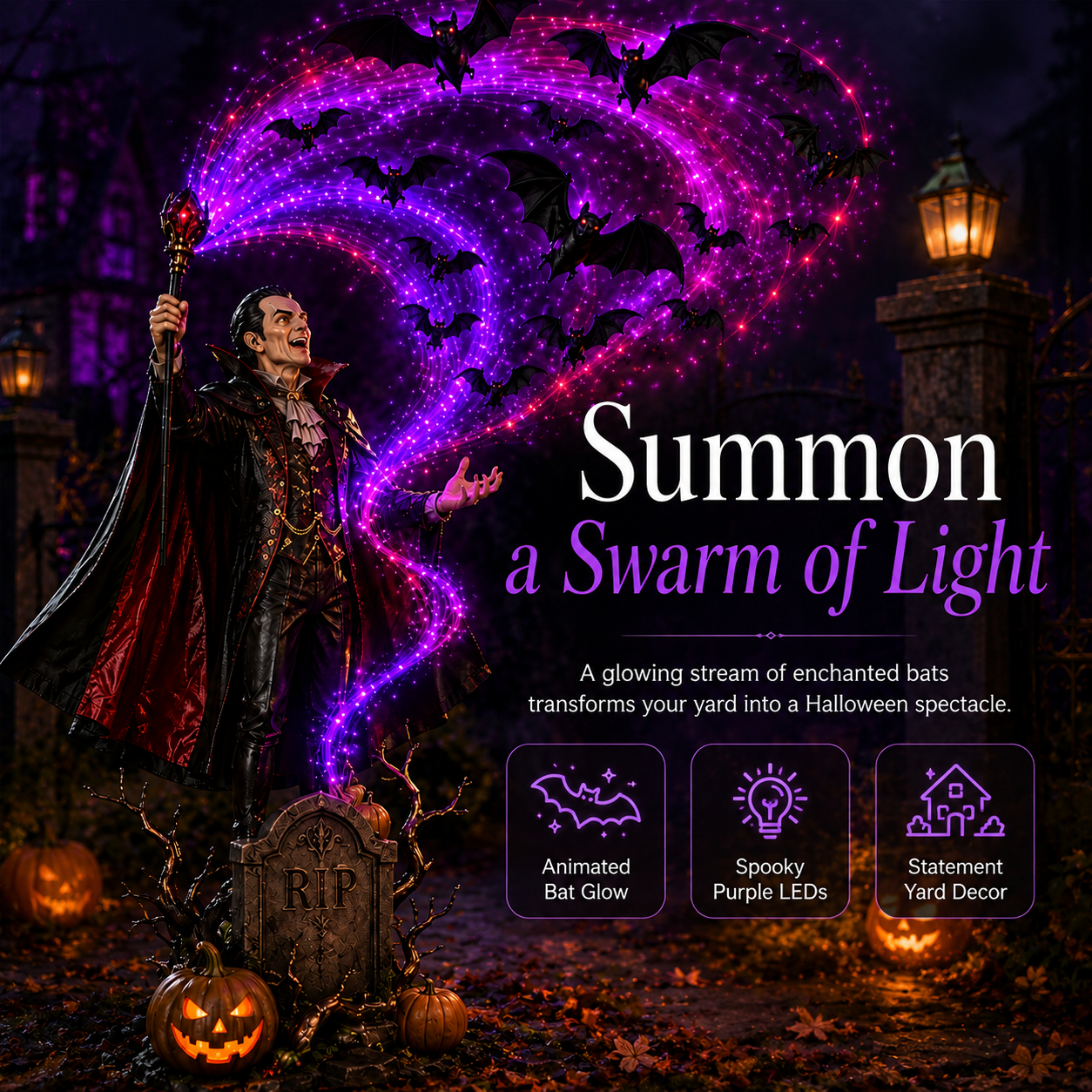 🎃🧛Today 49% OFF🦇Vampire Summoning Bats Garden Light