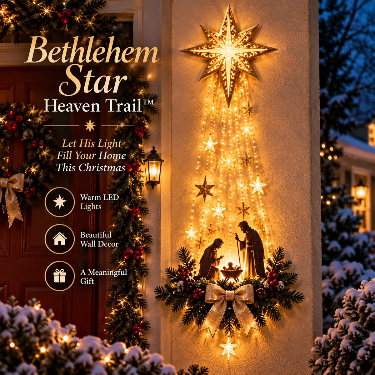 ✨Last Day 54% OFF✨✝️ Bethlehem Star of Faith – Lighted Nativity Wall Decor