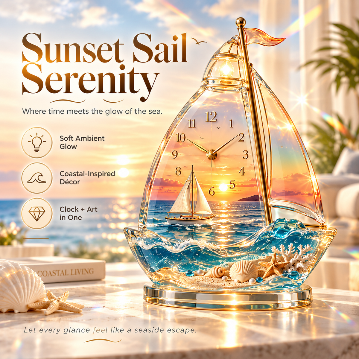 Ahlwocore illuminated coastal clock collection