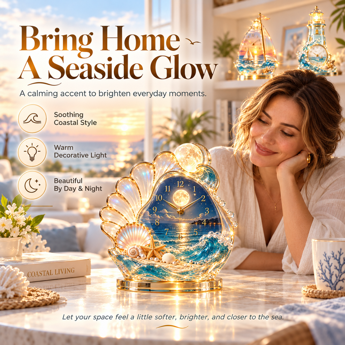Ahlwocore coastal clock gift display