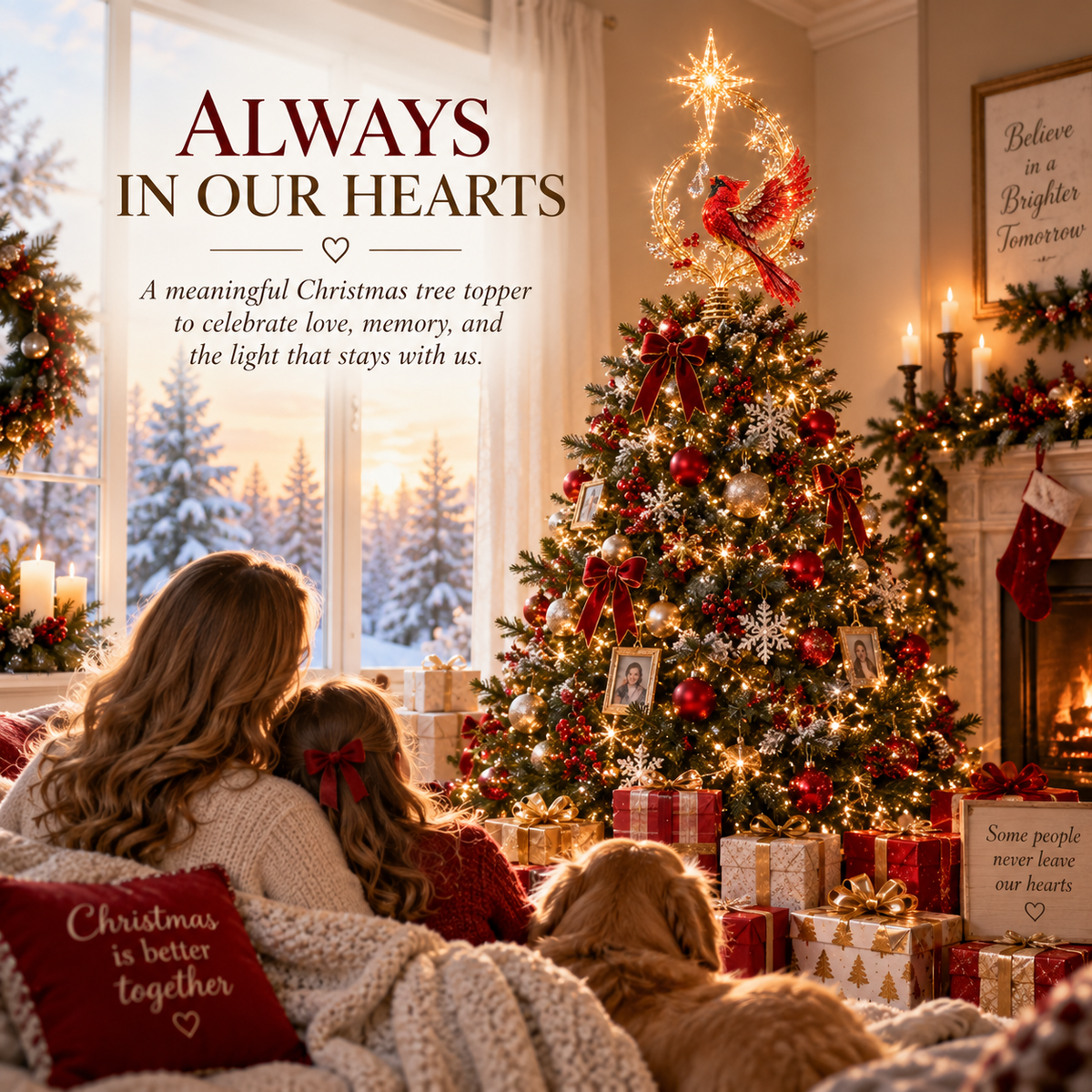 🐦Solar Cardinal Memorial Tree Topper, In Loving Memory Christmas Ornament🌲🌲