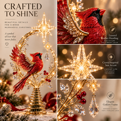 🐦Solar Cardinal Memorial Tree Topper, In Loving Memory Christmas Ornament🌲🌲