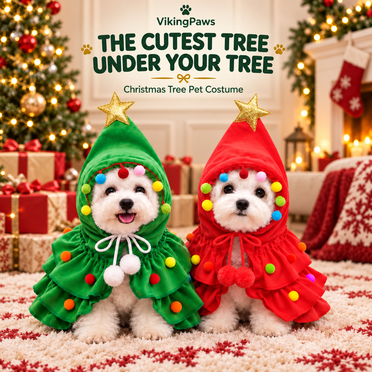 Christmas tree pet costume for dogs and cats