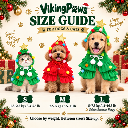 Festive Christmas tree pet costume with gold star