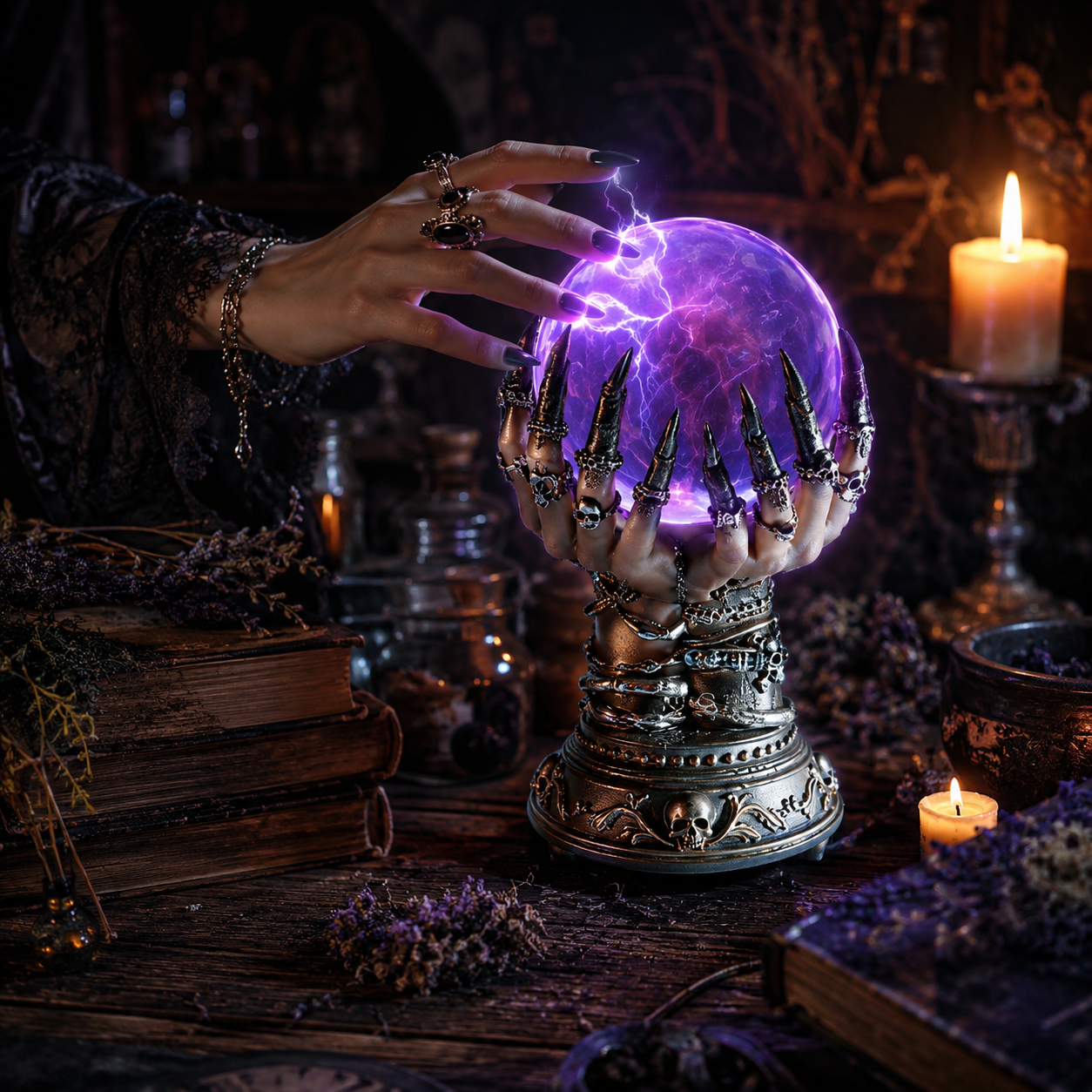 🔥🔥Free Shipping Dark Witch's Hand Lightning Crystal Ball - Touch to awaken the mysterious magic