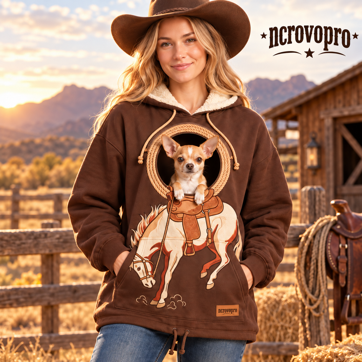 Ahlwocore Western pet pouch hoodie - Desert Trail 3XL