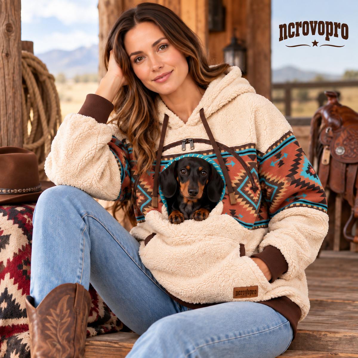 Ahlwocore Western pet pouch hoodie - Desert Trail 2XL