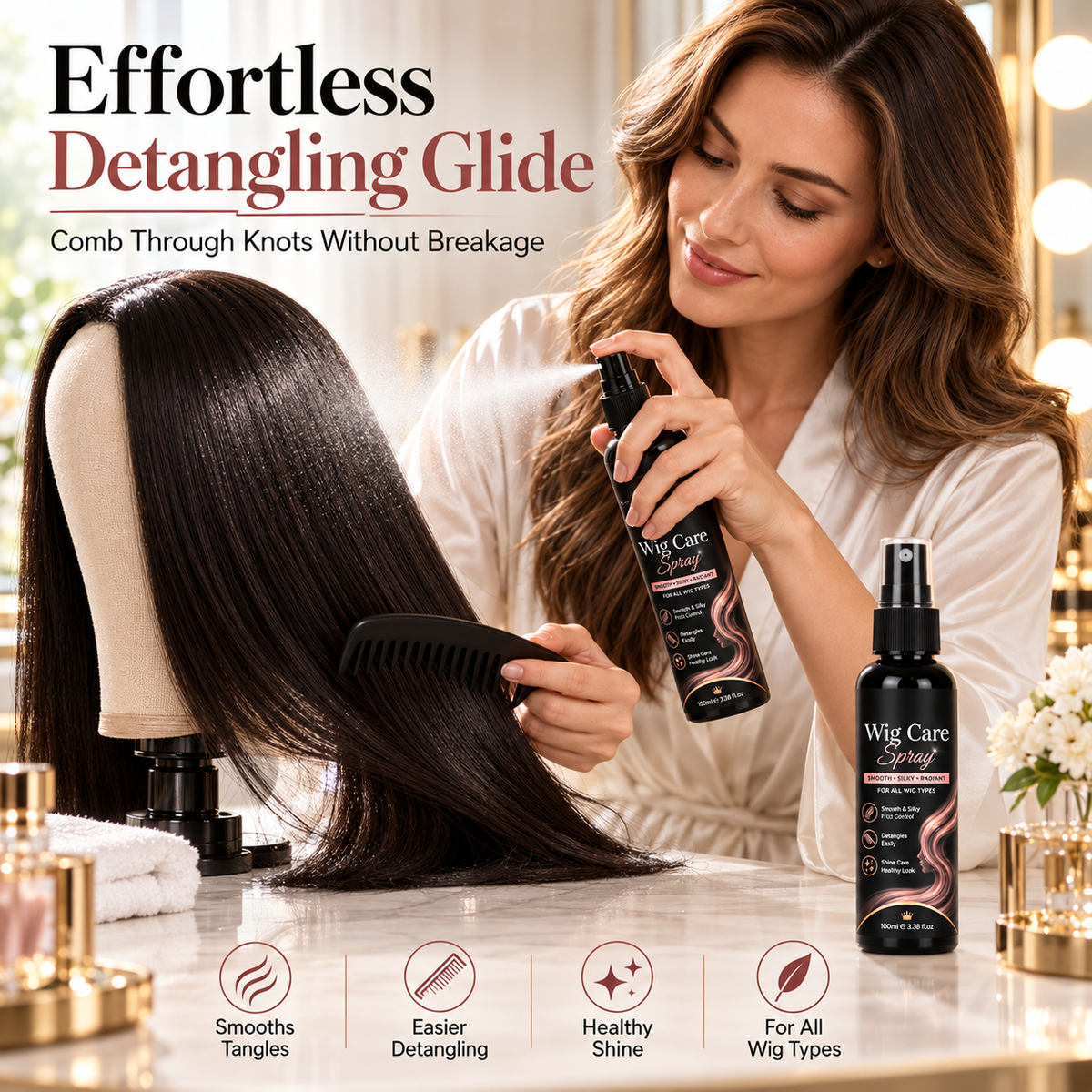 ✨ Multi-Purpose Wig Care Spray – 100ml Detangling & Styling Care for Wigs and Hairpieces