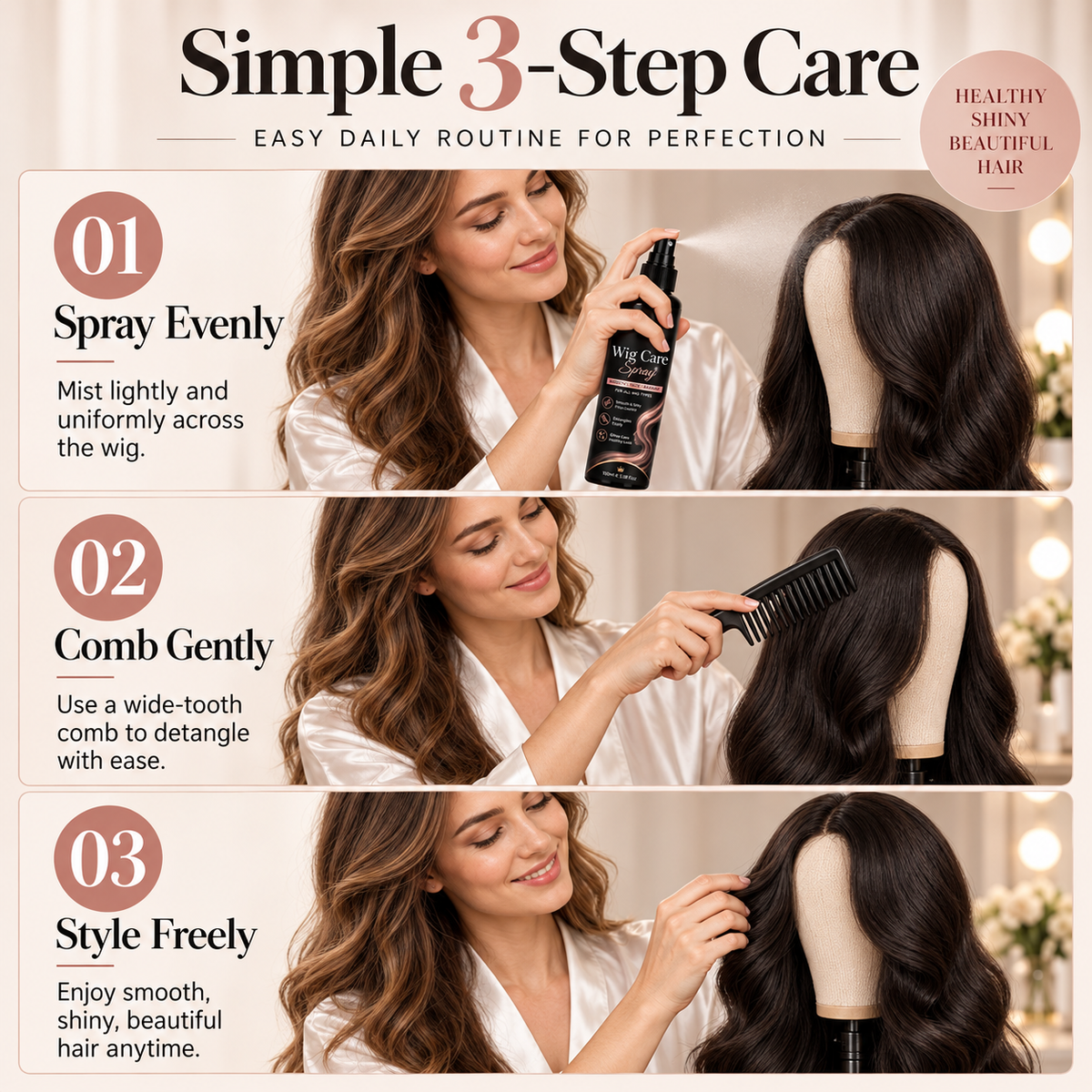 ✨ Multi-Purpose Wig Care Spray – 100ml Detangling & Styling Care for Wigs and Hairpieces