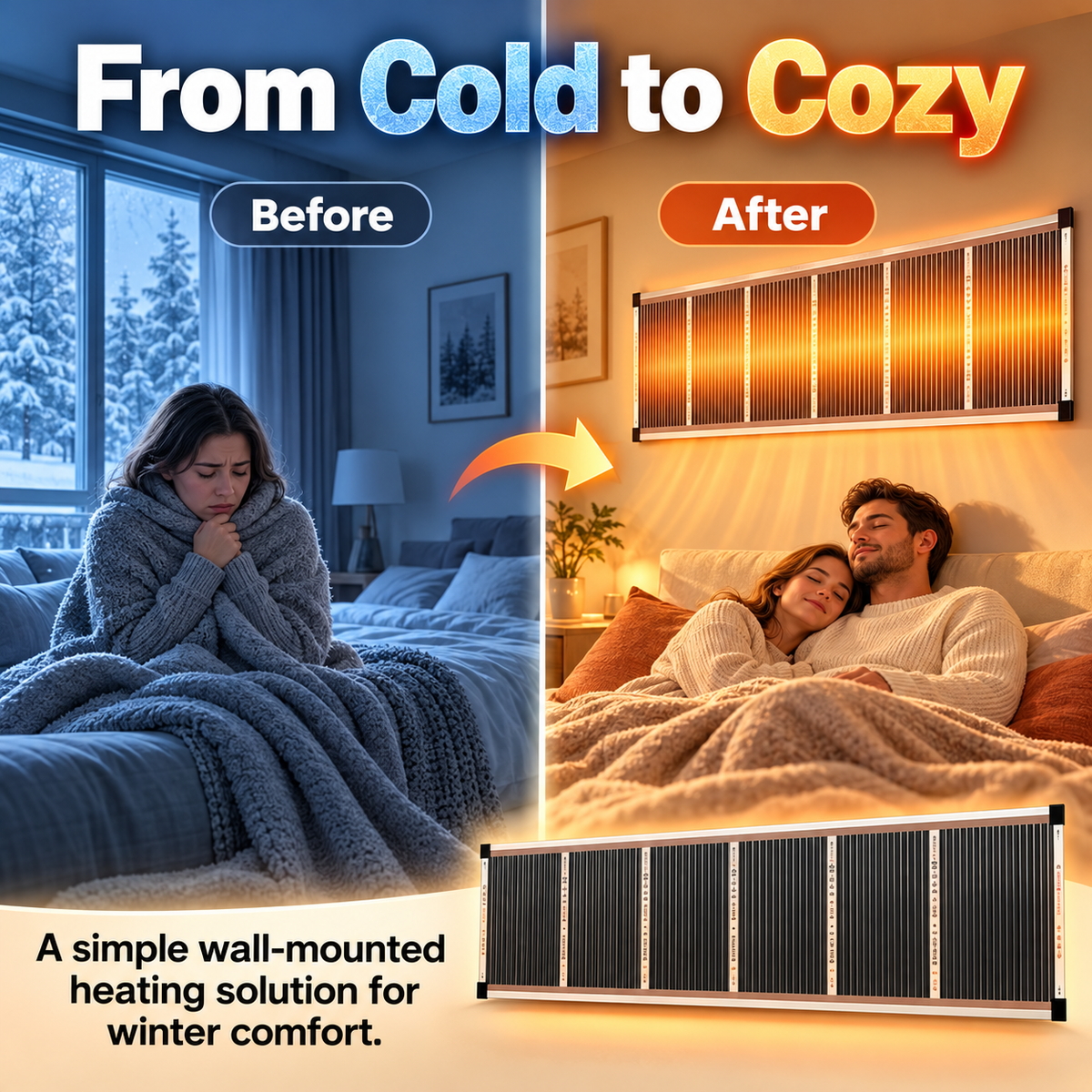 🔥 Wall-Mounted Electric Heating Panel – Slim Indoor Radiant Heater
