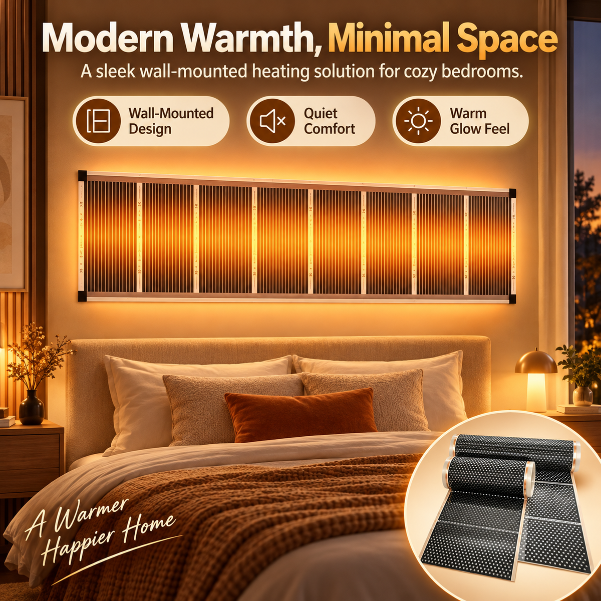 🔥 Wall-Mounted Electric Heating Panel – Slim Indoor Radiant Heater