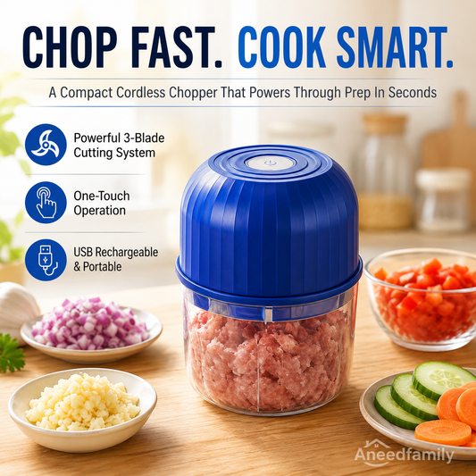 ⚡ Wireless Electric Mini Food Chopper, USB Rechargeable Portable Food Processor, Garlic Chopper for Vegetables, Fruits, Onions, Nuts and Herbs
