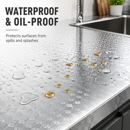 Stainless Steel Kitchen Oil-Proof Adhesive Wallpaper Roll