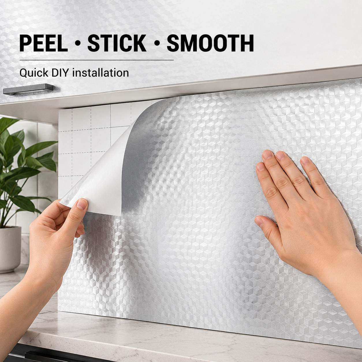 Stainless Steel Kitchen Oil-Proof Adhesive Wallpaper Roll