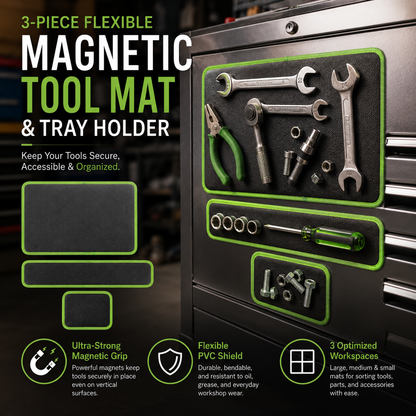 3-Piece Flexible Magnetic Tool Mat & Tray Holder 🛠️🧲
