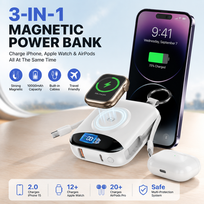🔥 LAST DAY 50% OFF – 3-in-1 Magnetic Power Bank For iPhone, Apple Watch & AirPods