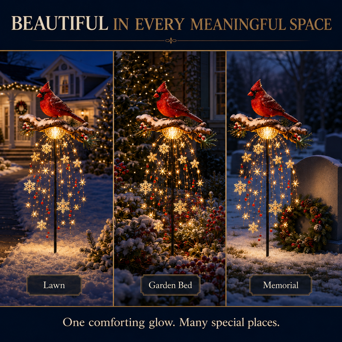🕊️🎄Solar Cardinal Memory Fountain Light – Christmas Remembrance Garden Stake