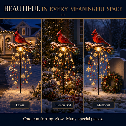 🕊️🎄Solar Cardinal Memory Fountain Light – Christmas Remembrance Garden Stake