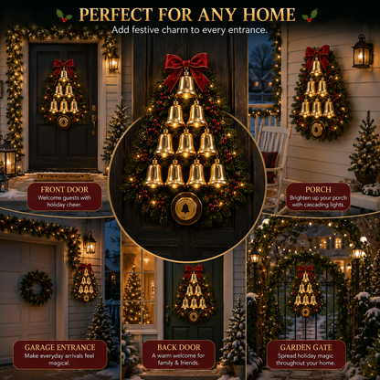 🔔 Christmas Bell Cascade Doorbell – Light-Up Holiday Chime Door Decor 🎄