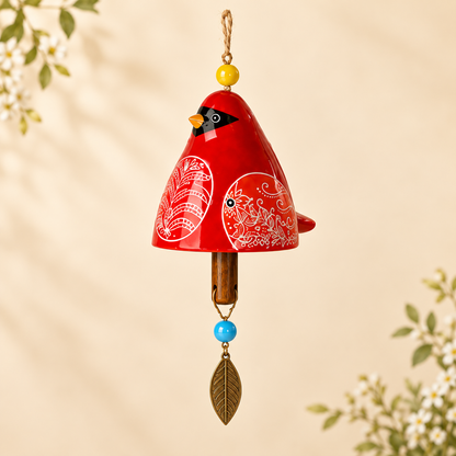 ✨ Hand-Painted Resin Bird Wind Chime, Colorful Folk Art Garden Hanging Decor
