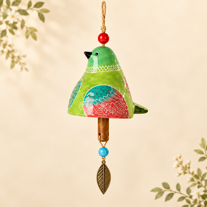 ✨ Hand-Painted Resin Bird Wind Chime, Colorful Folk Art Garden Hanging Decor