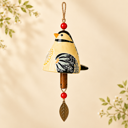 ✨ Hand-Painted Resin Bird Wind Chime, Colorful Folk Art Garden Hanging Decor